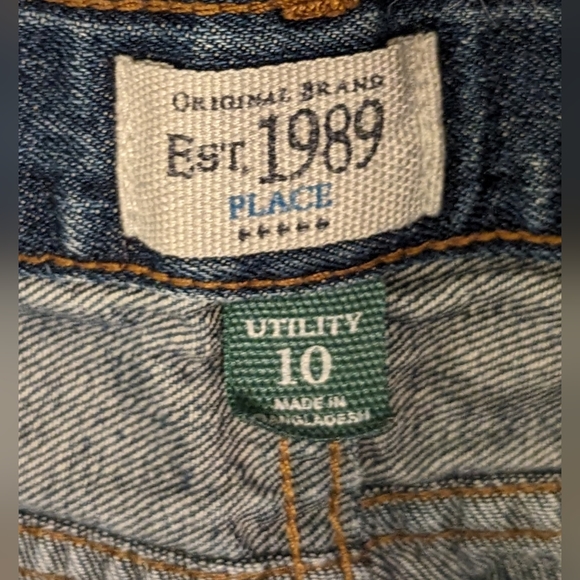 EUC The Children's Place medium wash distressed adjustable elastic button waist - Picture 6 of 12